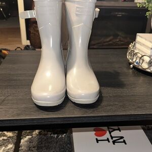 Hunter Gray Rubber Rain Boot Soles with Red Logo Accents